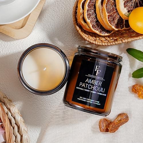 Amber Patchouli Scented Candles,Candles for Home Scented Aromatherapy Candles,Soy Wax Candle Gifts Amber Jar Candle, 7oz thumbnail 3