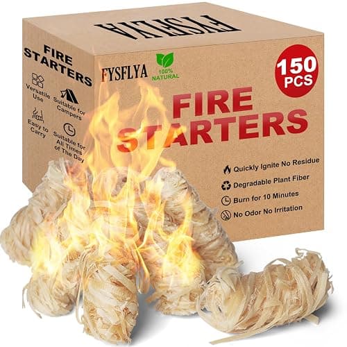 FYSFLYA 150PCS Fire Starter-Natural Fire Starters for Campfires, BBQ, Fireplaces, Barbecues, Chimneys, Fire Starters for Pizza Ovens, Fireplaces, Grills and Other Scenarios, Charcoal Starters - Image 1