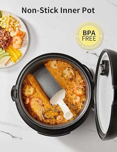 COMFEE' Rice Cooker, 14-in-1 Stainless Steel Multi Cooker, Slow Cooker, Steamer, Sauté, and Warmer, 5.3 QT, 20 Cups Cooked (10 Cups Uncooked), Brown Rice, Quinoa and Oatmeal thumbnail 6