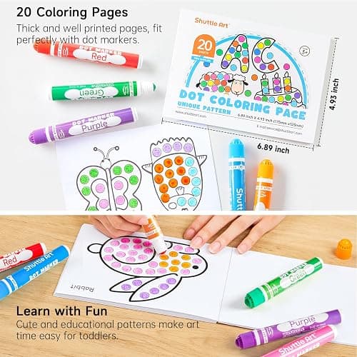 Shuttle Art Washable Dot Markers 26 Colors with Free Activity Book, Fun Art Supplies for Kids Toddlers and Preschoolers, Non Toxic Water-Based Paint Daubers, Dot Art Markers thumbnail 7