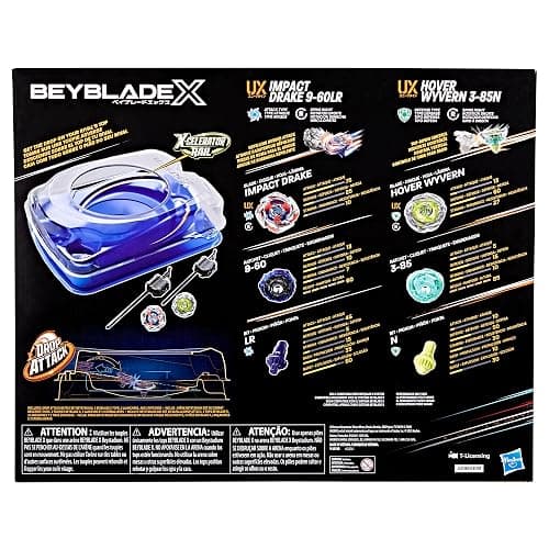 Beyblade X Drop Attack Battle Set with Beystadium Arena, 2 Takara Tomy Tops & Launchers, Impact Drake 9-60LR & Hover Wyvern 3-85N, Battling Game Toys, Ages 8+ thumbnail 3