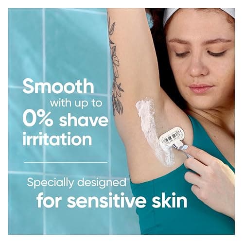 Gillette Venus Extra Smooth Sensitive Razor for Women, Includes 1 Reusable Razor Handle + 2 Refills, for Sensitive Skin with Metal Handle and Shower Holder, Holiday Gifts for Women thumbnail 6