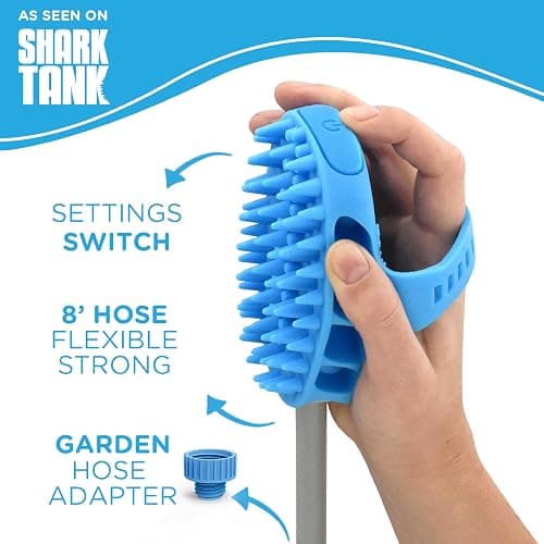 Aquapaw Dog Bath Brush Pro & Dog Shower Attachment - Large Silicone Rubber - Sprayer & Scrubber in One with 8ft Hose Attachment & Shower Wand for Bathing - Pet Bath Supplies thumbnail 5
