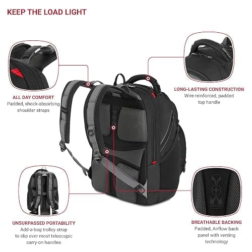 Wenger Synergy Laptop Backpack, Fits 16 Inch Laptop, Men's and Women's Laptop Bag, Black/Grey thumbnail 4