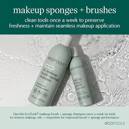 EcoTools Makeup Brush Cleansing Pad + Deep Clean Shampoo Bundle, Brush Cleaner Mat & Makeup Brush Cleanser For Deep Cleaning Tools, Clean Formula, Cruelty-Free, & Vegan, 2 Piece Set - Shampoo, 2 Piece Set thumbnail 12