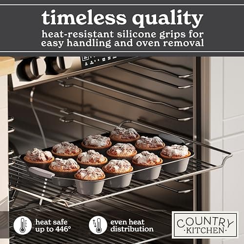 Country Kitchen Nonstick Stackable Bakeware Set - Heavy Duty, Durable, Easy Release Baking Set, Grey, 10 Pcs thumbnail 4