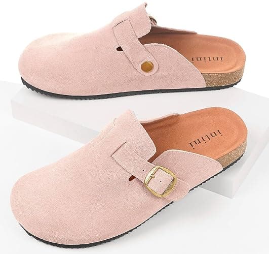 Womens Suede Clogs Mens Genuine Leather Mules Cork Footbed Sandals with Arch Support thumbnail 6