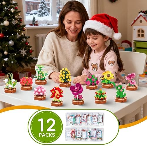 KOJAYHOL 12 Pack Flower Succulent Building Block Set, 1001 Pcs DIY Creative Flowers Bouquet Model Kit for Adults and Teens, Artistic Floral Home Decor, Perfect Christmas Birthday Gift for Loved Ones thumbnail 3