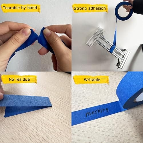 4 Rolls Premium Painters Tape, Blue Tape, Masking Tape, Paint Tape for Multi-Purpose, Painting, Painter's, DIY Crafts Arts (88yd =0.94IN*22yd*4) Decoration Labeling No Residue, Easy Removal thumbnail 5