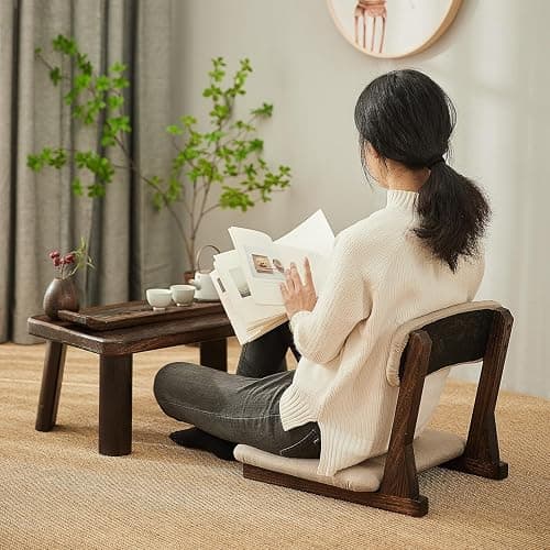GZQWDC Meditation Chair with Back Support,Japanese Floor Chair,Back Jack for The Floor,Floor Seating,Tatami Floor Seats thumbnail 4