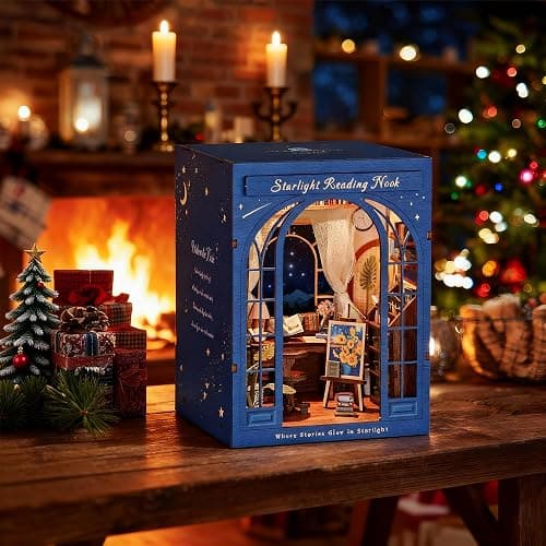 Dolphin Island DIY Book Nook Kit for Adults, 3D Wooden Puzzle Booknook Miniature House Kit (Starlight Reading Nook) thumbnail 9
