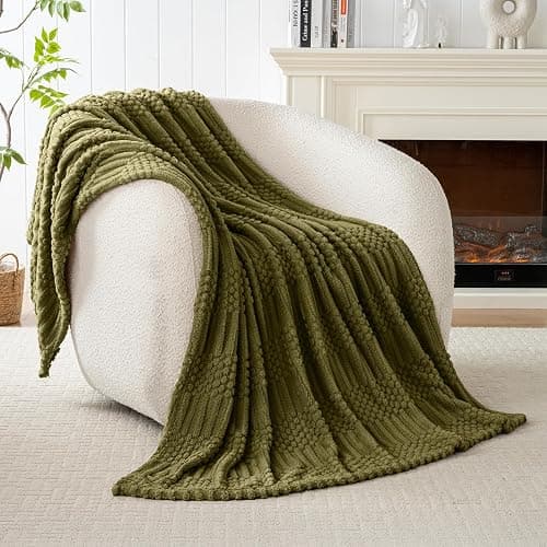 50x70 Inch Green Throw Blanket - Soft & Fluffy Fleece, Cute & Aesthetic, Perfect for Sofa, Couch, Chair, Bed, Living Room & Bedroom, All-Season Use, Plush & Cozy Decorative Blanket thumbnail 6