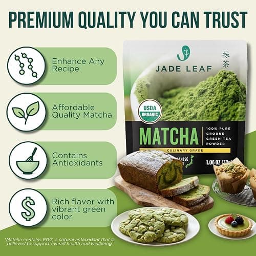 Jade Leaf Matcha Powder, Organic Culinary Grade, 30g / 1.06oz | Best for Matcha Lattes, Baking, and Smoothies! - Authentic Japanese Matcha Green Tea Powder - Resealable Pouch thumbnail 4