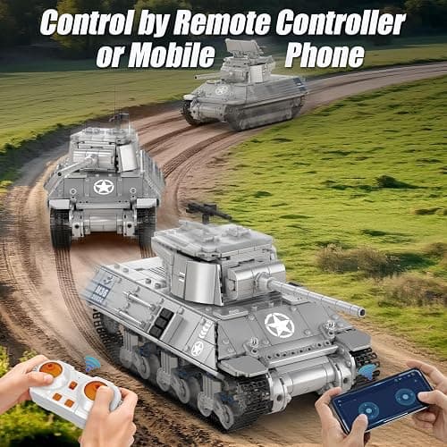 Mould King WW2 RC Tank Building Sets, 20034 Army Building Kits, Military Vehicles Tank Model Construction Blocks Sets with APP/Remove Control, Collectible Model Tanks Sets for Teens 14+ (1057PCS) thumbnail 5
