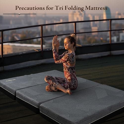 GEMBED Tri Folding Mattress Queen Size - Memory Foam Tri-fold Handle & Non-Slip Bottom, Portable Foldable Sofa Bed Floor Chair for Travel RV Camping Guest Yoga - 6 Inch, 78"x58"x6" thumbnail 4
