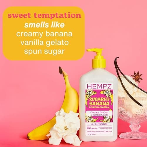 Hempz Sugared Banana & Vanilla Blossom Body & Hand Lotion, Ultra Hydrating Moisturizer for Men and Women, 17 oz thumbnail 4