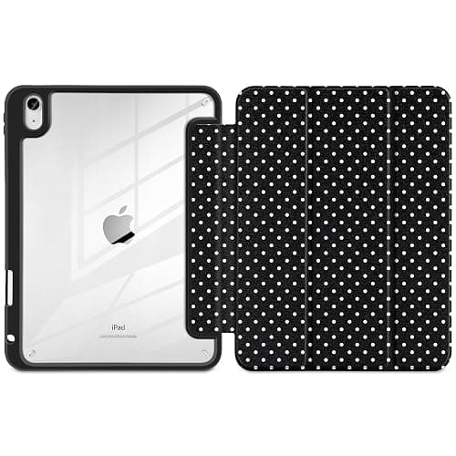 MEEgoodo Case for iPad A16 11th Generation 11 inch 2025/10th Gen 10.9 inch 2022, Cover with Transparent Acrylic Back Shell,Tablet Case with Pencil Holder+Auto Wake/Sleep+ Stand, White Polka Dot thumbnail 2