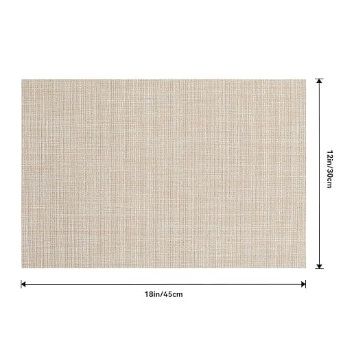 Leetaltree Beige Placemats Set of 4 - Heat Resistant Non-Slip Place mats for Dining Table, Washable Durable PVC Vinyl Woven Table Mats（Beige, 4） thumbnail 3