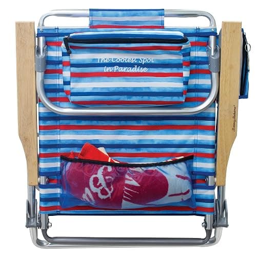 Tommy Bahama 5-Position Classic Lay Flat Folding Backpack Beach Chair, Aluminum, Red, White, and Blue Stripe thumbnail 9