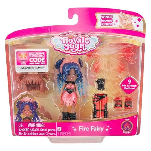 Royale High 3” Fire Fairy Fashion Doll - 1 Figure with 9 Fashion Accessories - Virtual Item Code Included - Series 1 - Ages 5+ - Image 1