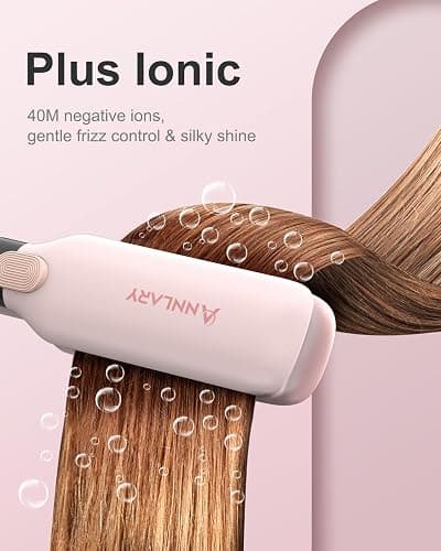 ANNLARY Hair Straightener, 1.75 Inch Flat Iron with Infrared and Ionic Technology, Titanium Plate with Ceramic Coating Dual Voltage Straightener with Heat-Resistant Silicone for All Hair Types thumbnail 3