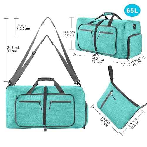 Vomgomfom 65L/85L/115L Foldable Travel Duffle Bag, Lightweight Checked Luggage with Shoe Compartment, Water-Resistant Weekender Overnight Bag for Men & Women thumbnail 2
