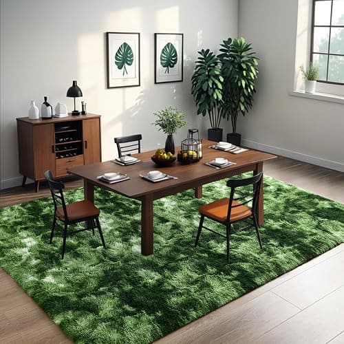Nuttumico Fluffy Modern Area Rugs for Living Room Bedroom, 4x6 Feet Plush High Pile Dark Green Rug for Kids Girls Room Nursery Home Decor, Upgrade Non-Slip Girls Bedroom Soft Indoor Rug thumbnail 9