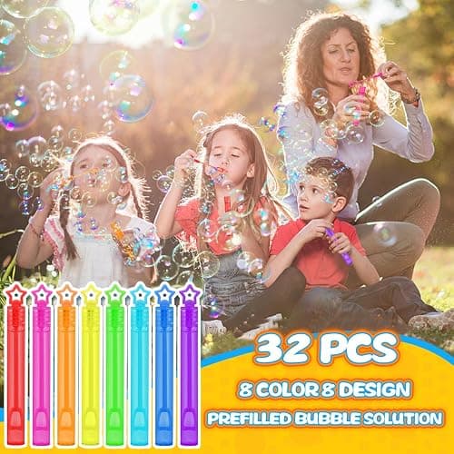 32 Pcs 8 Colors Neon Bubbles Party Favors For Kids, Mini Star Bubble Wand Bulk In Gift Box as Goody Bags Stuffer, Classroom Giveaways, Carnival Prizes Toy, Birthday Treats, Party Supplies For Toddlers thumbnail 4