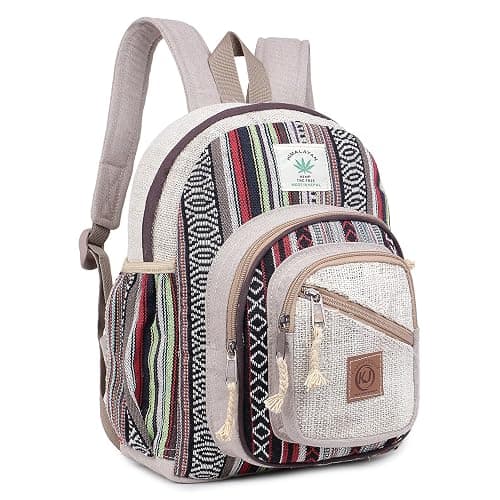 KayJayStyles Handmade Natural Hemp Nepal Backpack Purse, Small Lightweight Daypack (DAYPACK1) - Image 1
