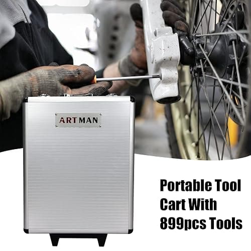 RYH 899pcs All-in-One Professional Tool Set & Rolling Tool Box Set - 4 Drawer Organizer Storage Case - Complete Home, Auto, Mechanic Tool Kit for DIY, Homeowner, Handyman Tool Set (899pcs+Silver) thumbnail 7