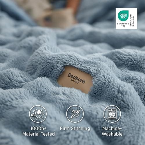 Bedsure Cloud Bubble Blue Throw Blanket for Couch, 50"×60" | Lightweight Decorative, Blue Gifts for Women, Fleece, Couch/Sofa/Bed, Soft, Cute, Room Decor thumbnail 6