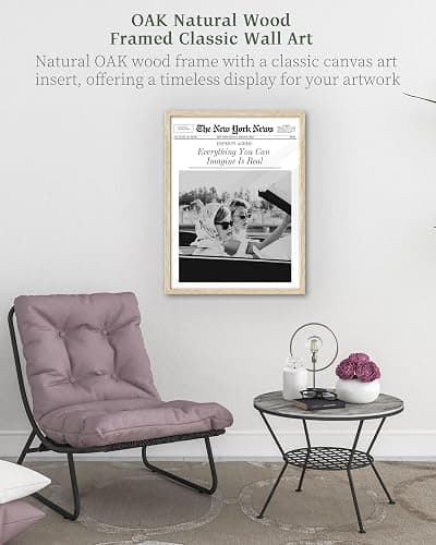 iHery Everything You Can Imagine Is Real Framed Trendy NewsPaper Wall Art, Natural OAK Wood 12x16in Canvas Wall Art Decor For Bedroom, Vintage Hot Girls Prints Living Room Home Décor 1Pack thumbnail 7
