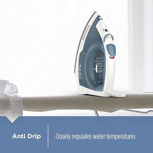 BLACK+DECKER Easy Steam Compact Iron for Clothes, Automatic Shutoff, Nonstick Plate, Light Weight, 1200 Watts - Compact Iron thumbnail 5
