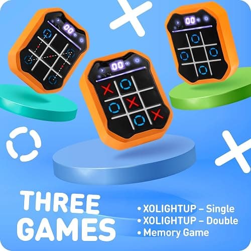 Electronic Tic-Tac-Toe Handheld Game | 3-in-1 Memory & Brain Games | Birthday Gift for Kids and Adults | Touchscreen Travel Friendly with Sound & Voice Effects for Kids Age 7+ thumbnail 5