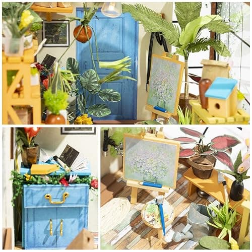 Rolife DIY Miniature House Kit-Mini Diorama 1/18 Greenhouse Dollhouse Building Kit with LED, Crafts for Adults Christmas Birthday Gift for Women Adults Dad Mom Home Decor (Cathy's Flower House) thumbnail 8