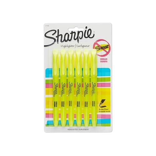 Sharpie 27108PP Accent Pocket Style Highlighter, Fluorescent Yellow, 6-Pack - Image 1