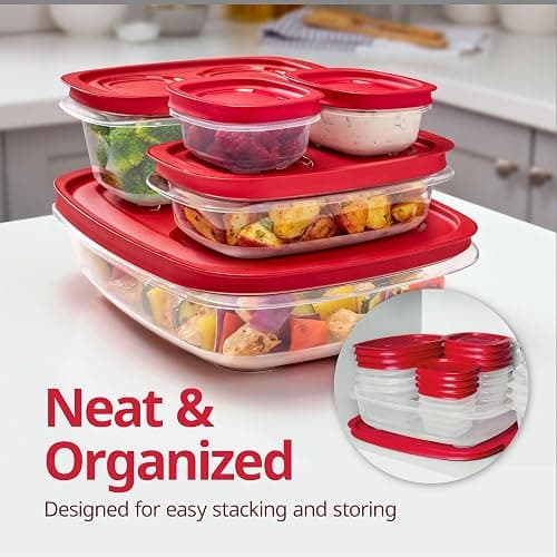 Rubbermaid EasyStore Rectangle and Square Containers, 22-Piece Set, Food Storage Containers, Food Storage Containers with Lids thumbnail 2
