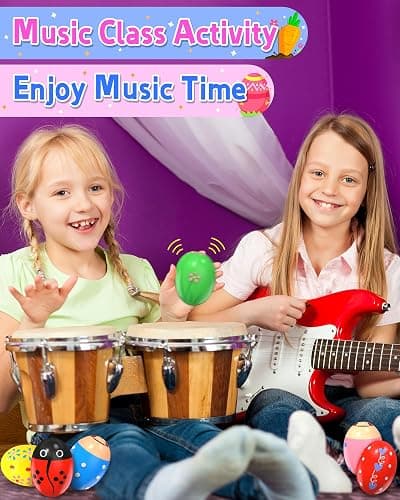6 Pack Wooden Percussion Musical Shaker, Toddlers Stocking Stuffers, Baby Christmas Stocking Easter Basket Stuffers Egg Fillers Easter Gifts Montessori Toys for Kids Boys Girls thumbnail 4