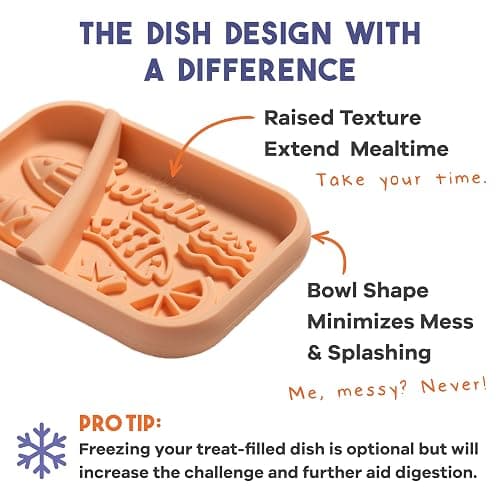 Awoo Sardina - Silicone Dog & Cat Lick Mat + Slow Feeder with Suction Cups - Non-Slip, Dishwasher Safe Pet Dish - Extends Mealtime for Fast Eaters & Reduces Anxiety - for Wet & Dry Food (Melon) thumbnail 4