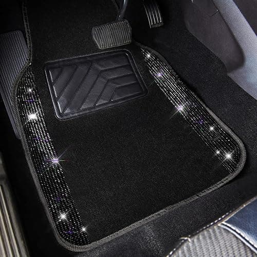CAR PASS 30 PCS Bling Car Accessories Set for Women, Bling Steering Wheel Covers 15 Inch, Shining Rhinestone License Plate Frame, Sparkly Diamond Phone Holder, Car Mats Full Set, Black thumbnail 7