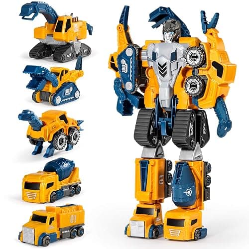 MIEBELY Toddler Robot Construction Vehicles Set – 5Pcs Transforming Robots for Kids - Magnetic Toys with Sturdy Connectors – Easy DIY Assembly Function – 5-in-1 Educational STEM Toys - Image 1