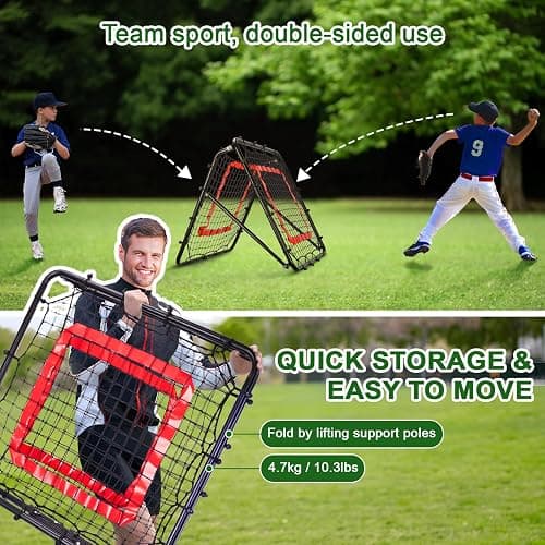 BaseGoal Baseball and Softball Rebounder Net,Baseball Rebounder,Volleyball Rebounder,Pitch Back Net,Multi-Sport Training Rebound Screen,with Pitching Target,Easy Adjustable Angles thumbnail 6