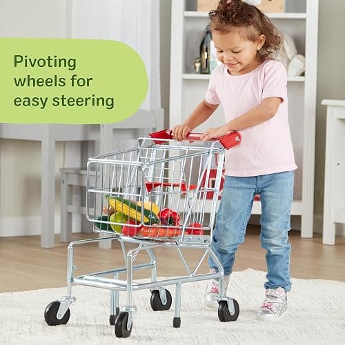 Melissa & Doug Toy Shopping Cart, Grocery Store Pretend Play Toys with Sturdy Metal Frame & Working Wheels, Toddler Shopping Cart, Preschool Learning Toys for Girls & Boys 3+ thumbnail 5