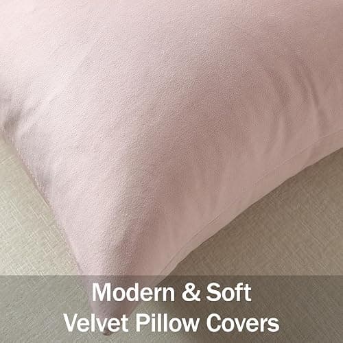 DEZENE Throw Pillow Covers 16x16 Light Pink: Pack of 2 Cozy Soft Velvet Square Modern Luxury Decorative Throw Pillow Cases for Sofa Couch Living Room Bed Home Decor thumbnail 2
