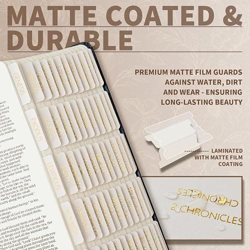 ZIEYOMI- Laminated Bible Tabs for Women and Men, Bible Study Journaling Supplies, Large Print Bible Book Index Tabs for Study Bible, Gold Foil Embossed Lettering Bible Stickers Dividers Tabs - Boho thumbnail 4