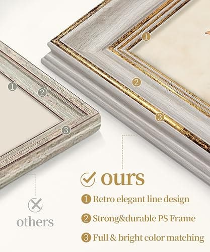 Afuly 5x7 Vintage Picture Frames Set of 3, Antique Retro Photo Frame Gold Picture Frame Tabletop Wall Hanging Home Gallery Decor Wedding Birthday Gift for Family Friends thumbnail 4