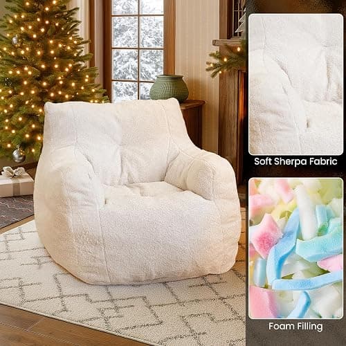 Cvortll Bean Bag Chairs for Adults Kids, Bean Bag Chair with Filler, Fluffy Lazy Sofa, Comfy Cozy BeanBag Chair with Memory Foam for Small Spaces, Bedroom, Living Room, Dorm thumbnail 7