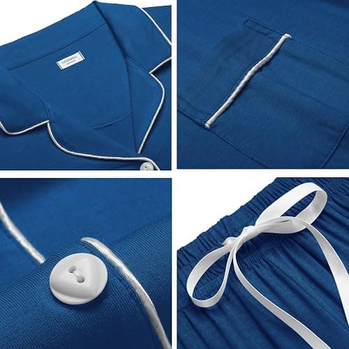 SWOMOG Womens Button Down Pajamas Set Short Sleeve Sleepwear Bride Soft Pj Lounge Sets XS-3XL thumbnail 5