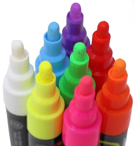 Chalk Pens for Blackboards Glass and Windows - 8 Coloured Chalk Markers | Reversible 6mm Bullet & Chisel Tips, Wipe-Clean Liquid Ink, Neon Shades, for Tuff Trays, Menus & Pavement Signs thumbnail 4