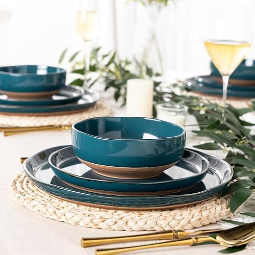 AmorArc Dinnerware Sets for 4, 12 Pieces Ceramic Plates and Bowls Set | Scratch Resistant Stoneware Dishes Set, Dishwasher & Microwave Safe, Colorful thumbnail 4